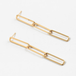 Triple Paperclip Chain Link Drop Earrings Gold