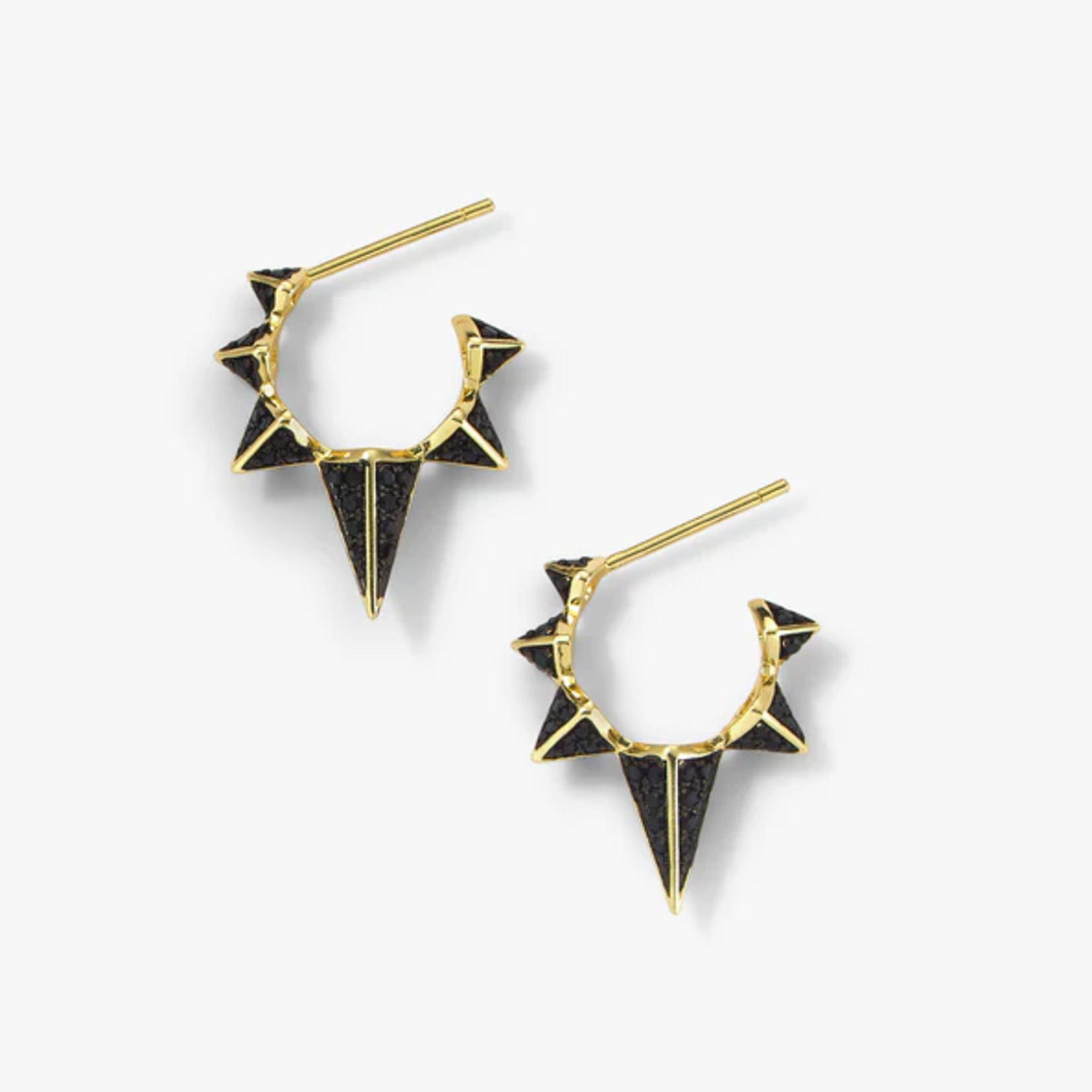 Gabriella Spiked Hoop - Black/18k GP Brass