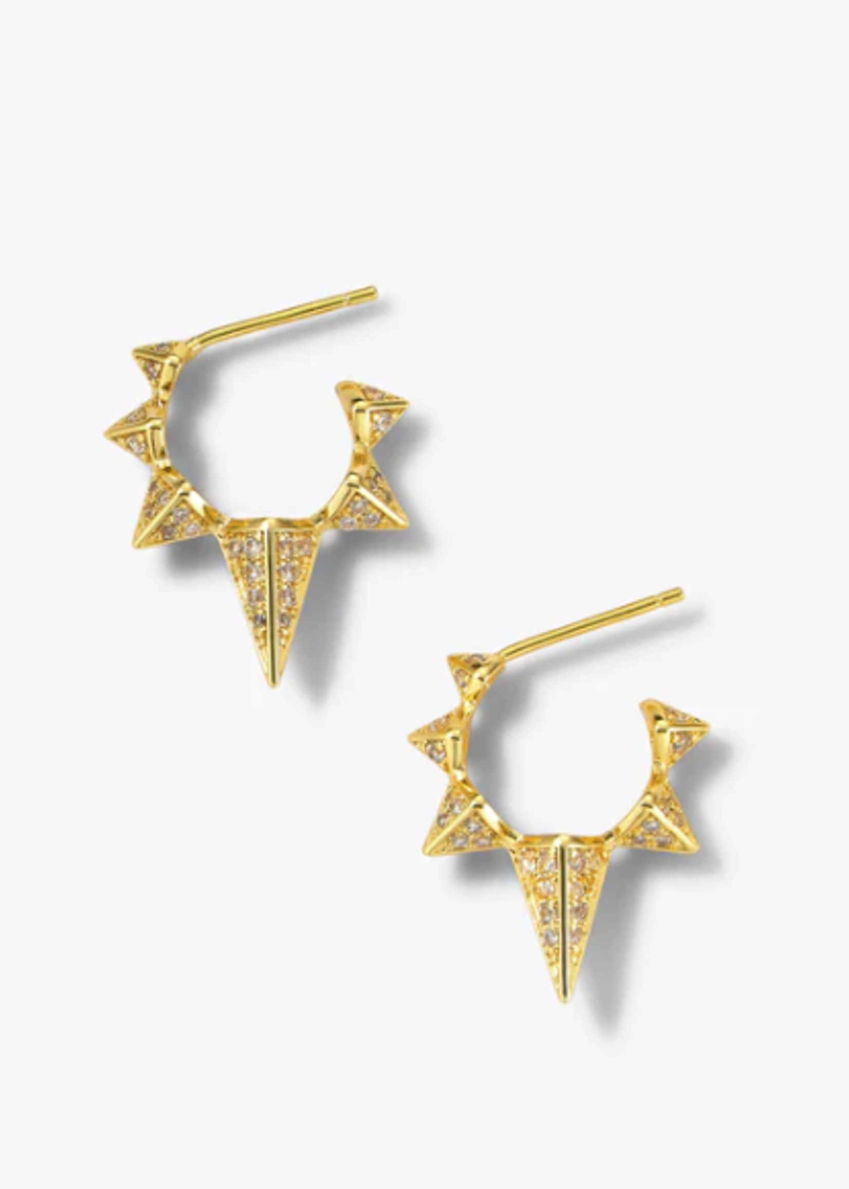 Gabriella Spiked Hoop - Clear/18k GP Brass