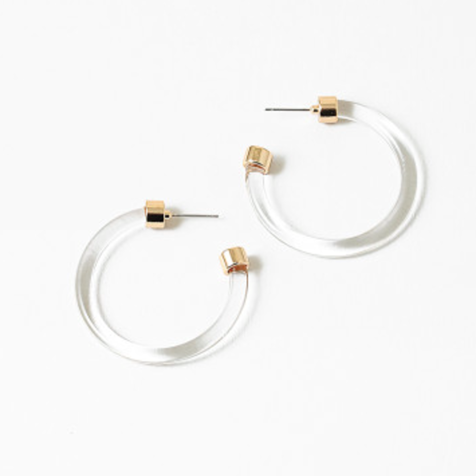 Rounded Lucite Hoops w/ Gold Ends