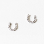 Silver/CZ Tiny Horseshoe Earrings