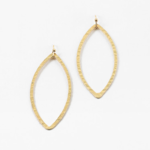 Thin Gold Hammered Marquise Earrings
