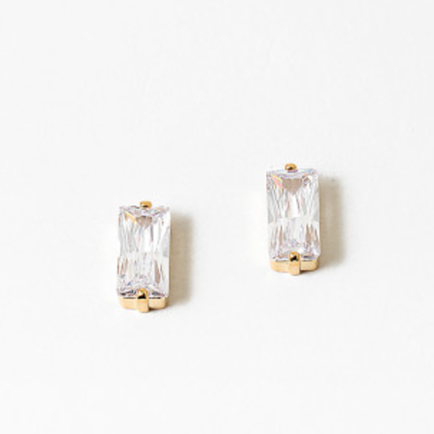 Gold Dipped CZ Baguette Studs
