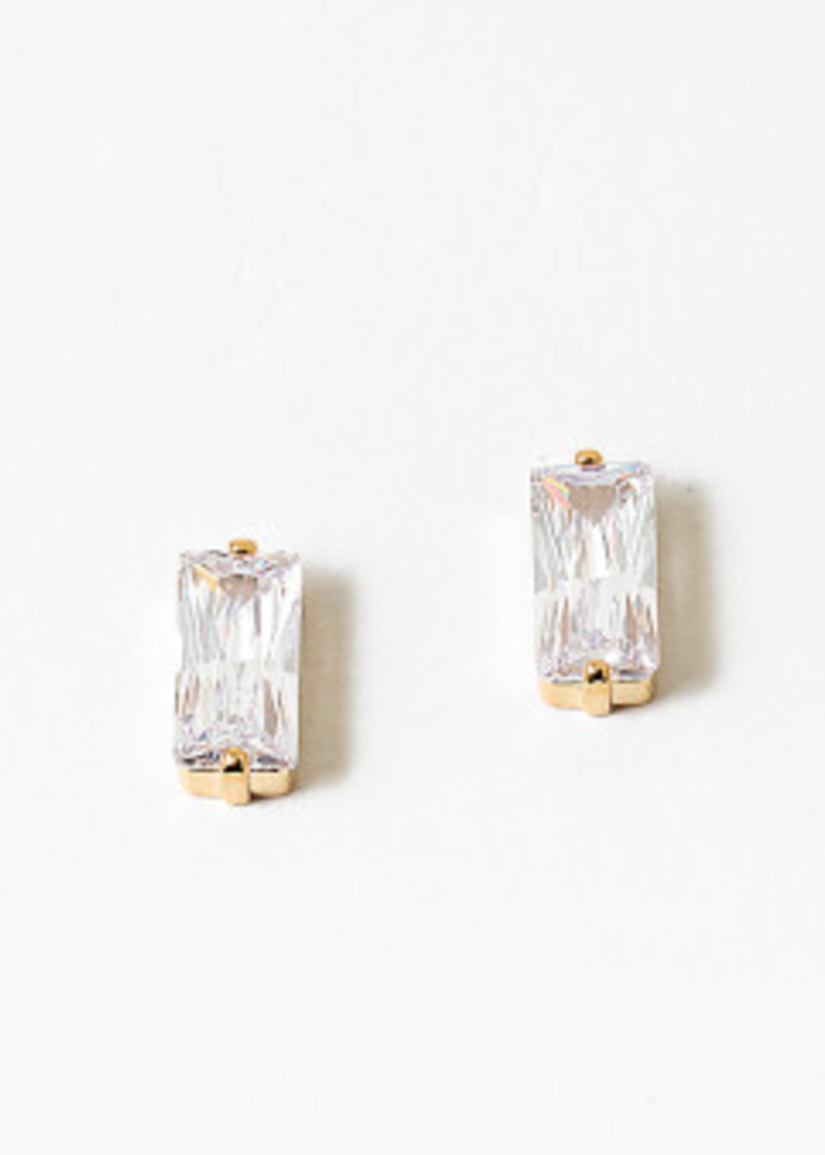 Gold Dipped CZ Baguette Studs