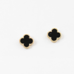 Black and Gold Clover Studs