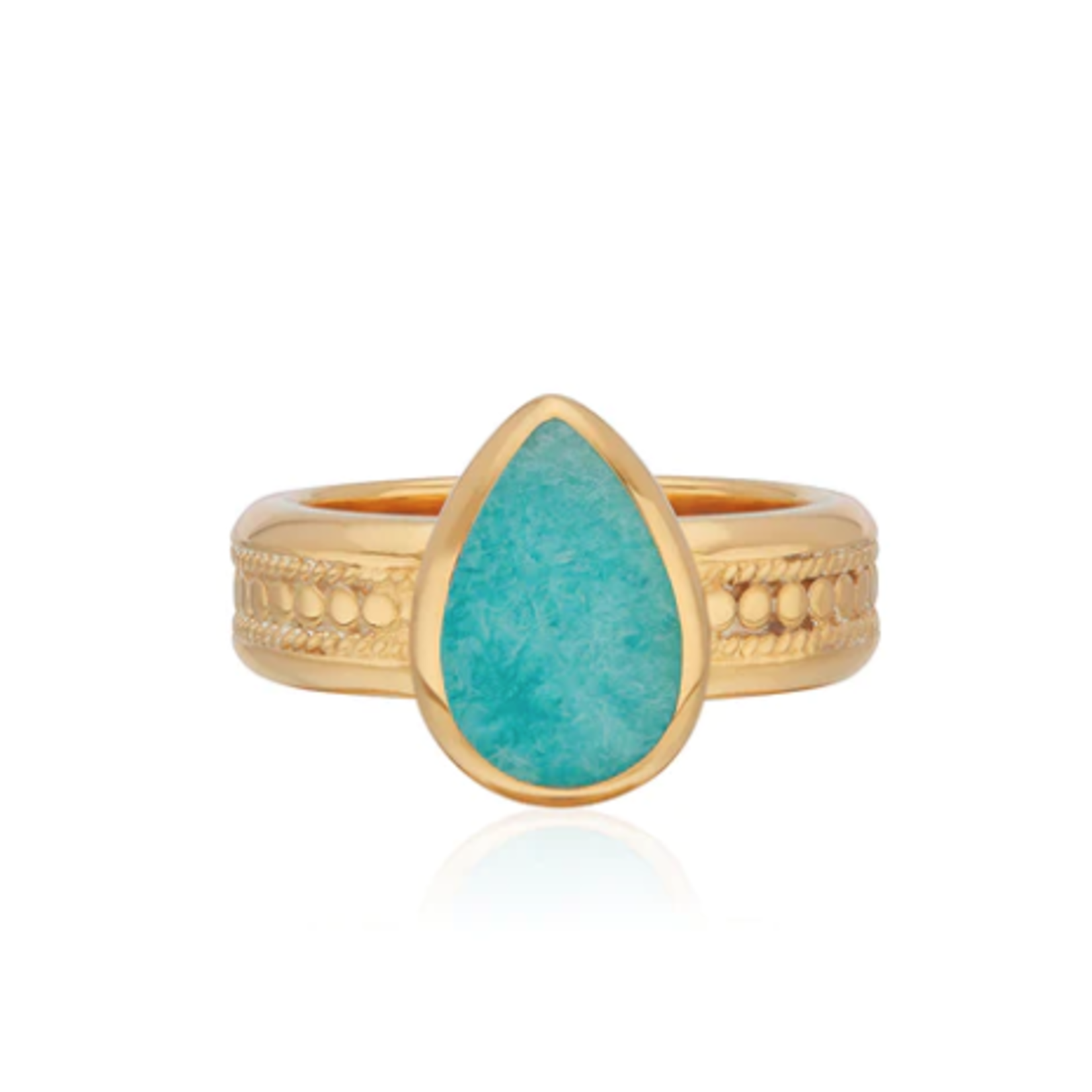 Amazonite Drop Cocktail Ring Gold