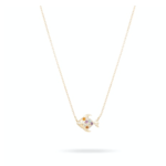 Tiny Diamond + Gemstone Rainbow Fish Necklace - Y14