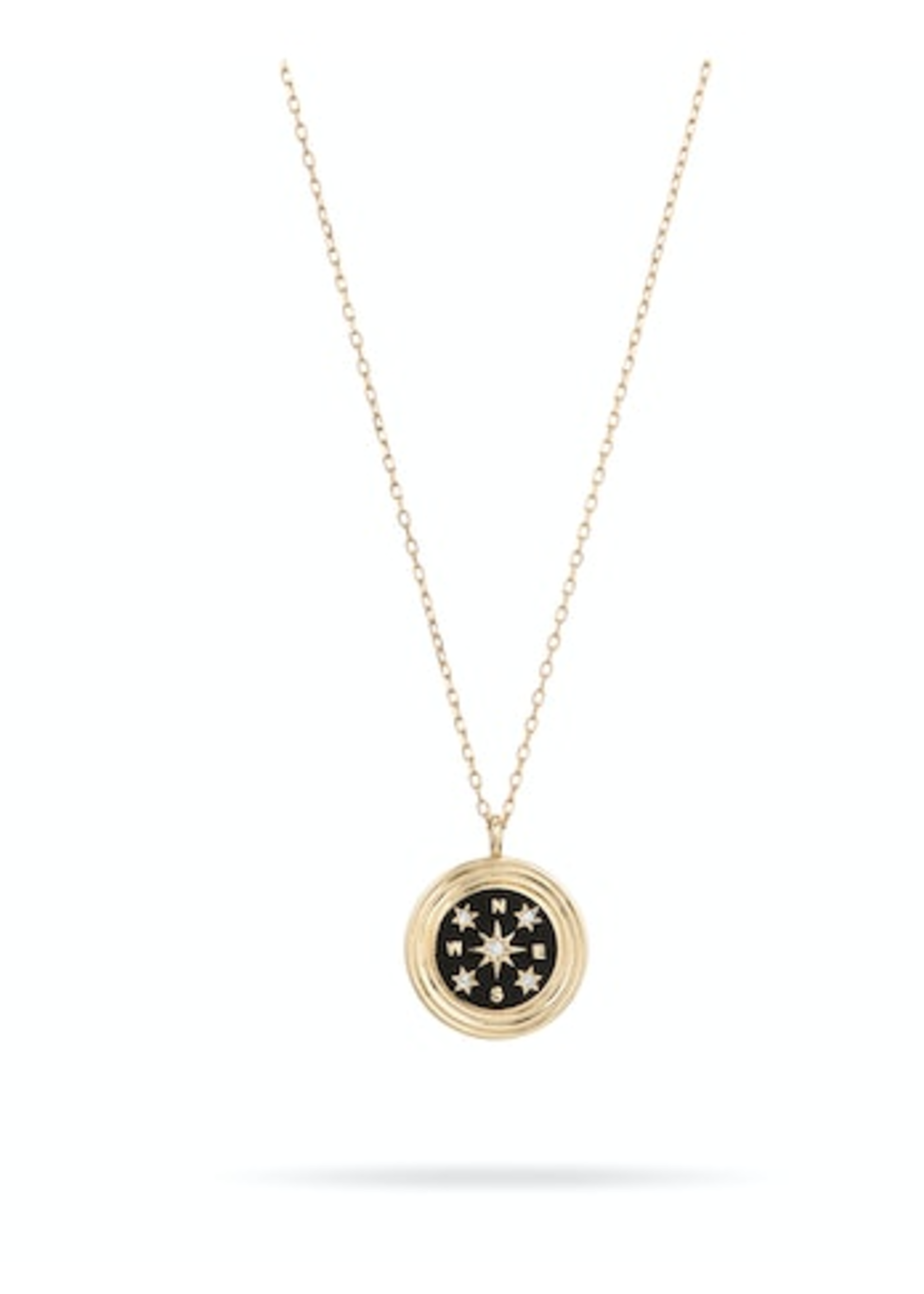 Ceramic + Diamond Compass Necklace