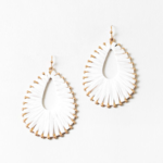 Gold Teardrop Earrings w/ White Raffia