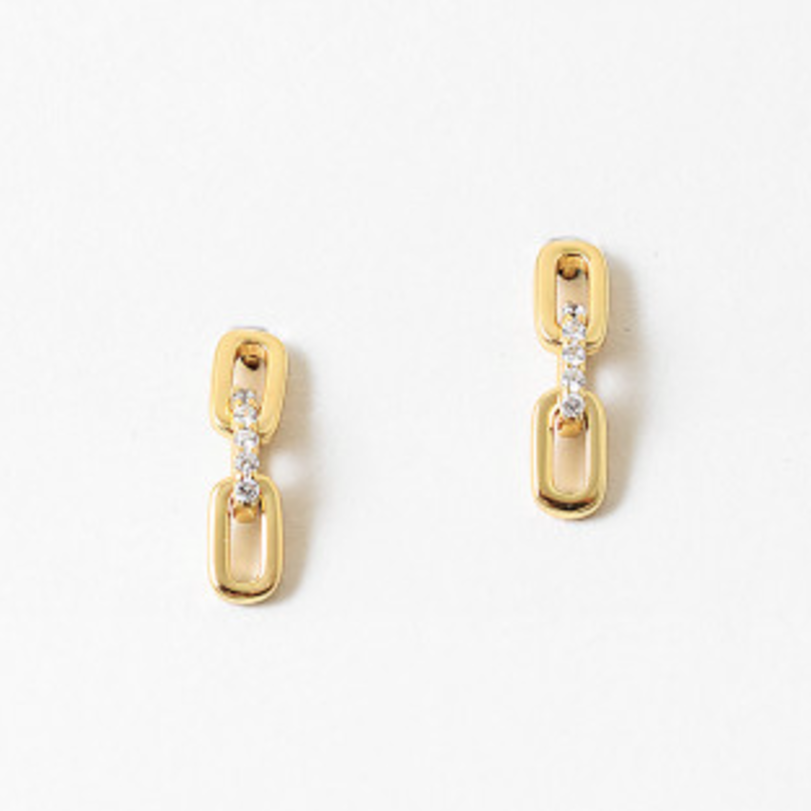 Gold and CZ Chain Link Studs SS