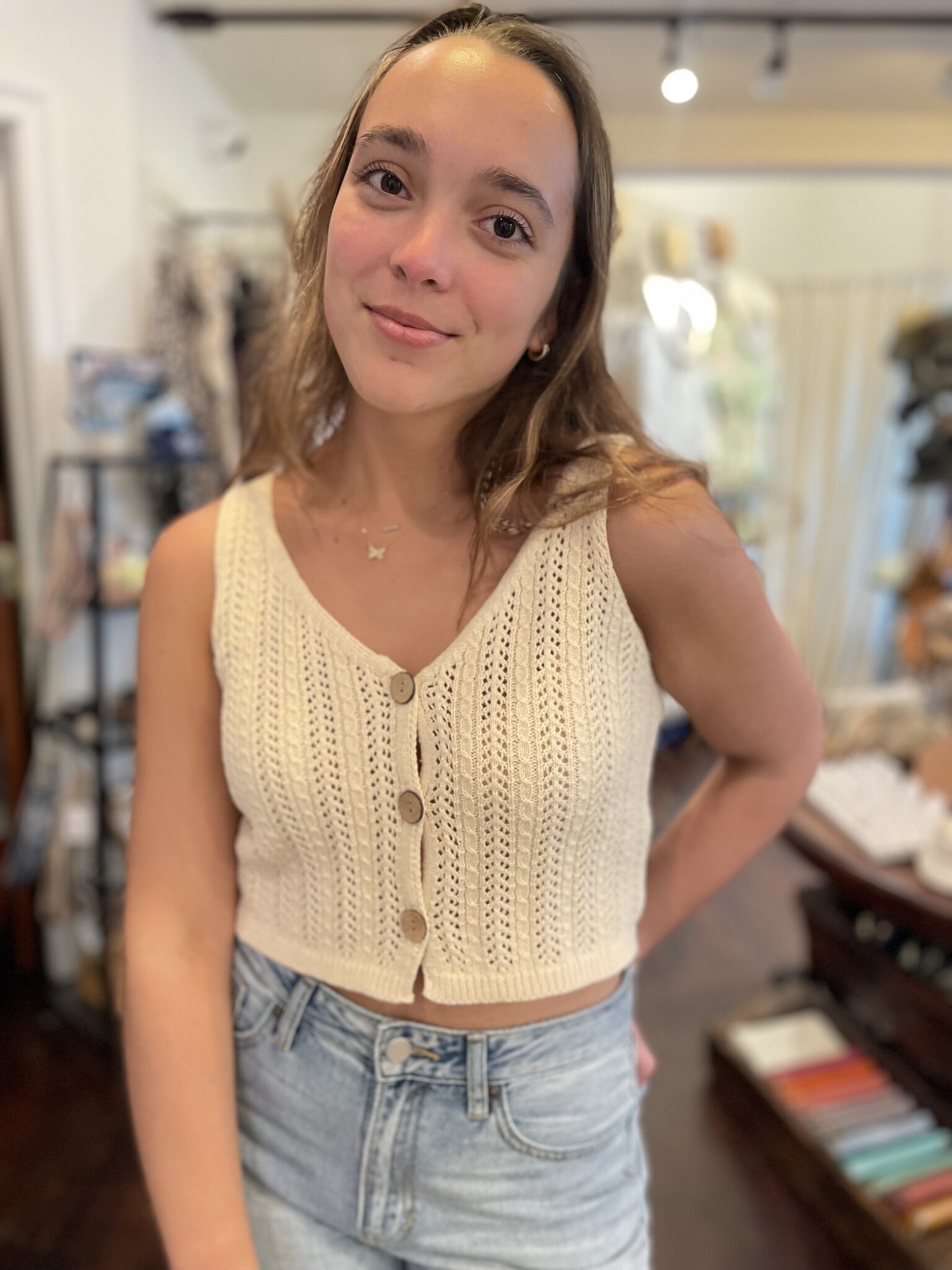 Fernanda Button Sweater Tank The Beach Nut