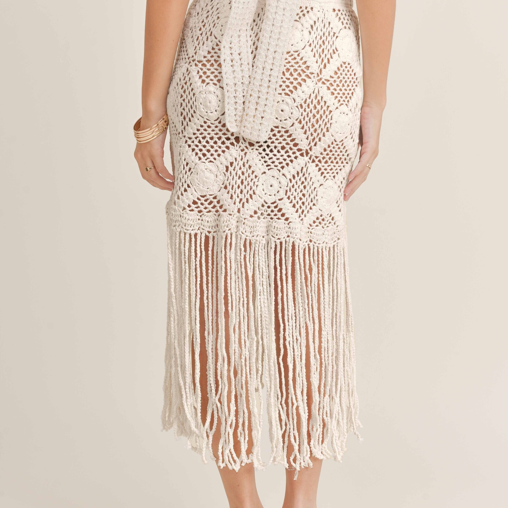 Goddess Crochet Fringe Midi Skirt