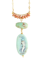Cove Long Pendant - Amazonite + Blush Chalcedony