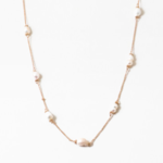 Long Gold Necklace w/ Natural Pearl Stations