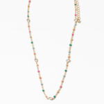 Rainbow Enamel Beaded Choker w/ Round CZ Stations