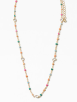 Rainbow Enamel Beaded Choker w/ Round CZ Stations