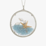 Ocean Shaker Necklace Sterling Silver with Aqua Apatite