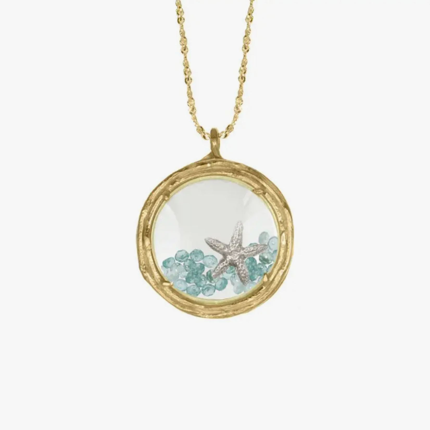 Large Glass Branch Locket 18k Gold Vermeil