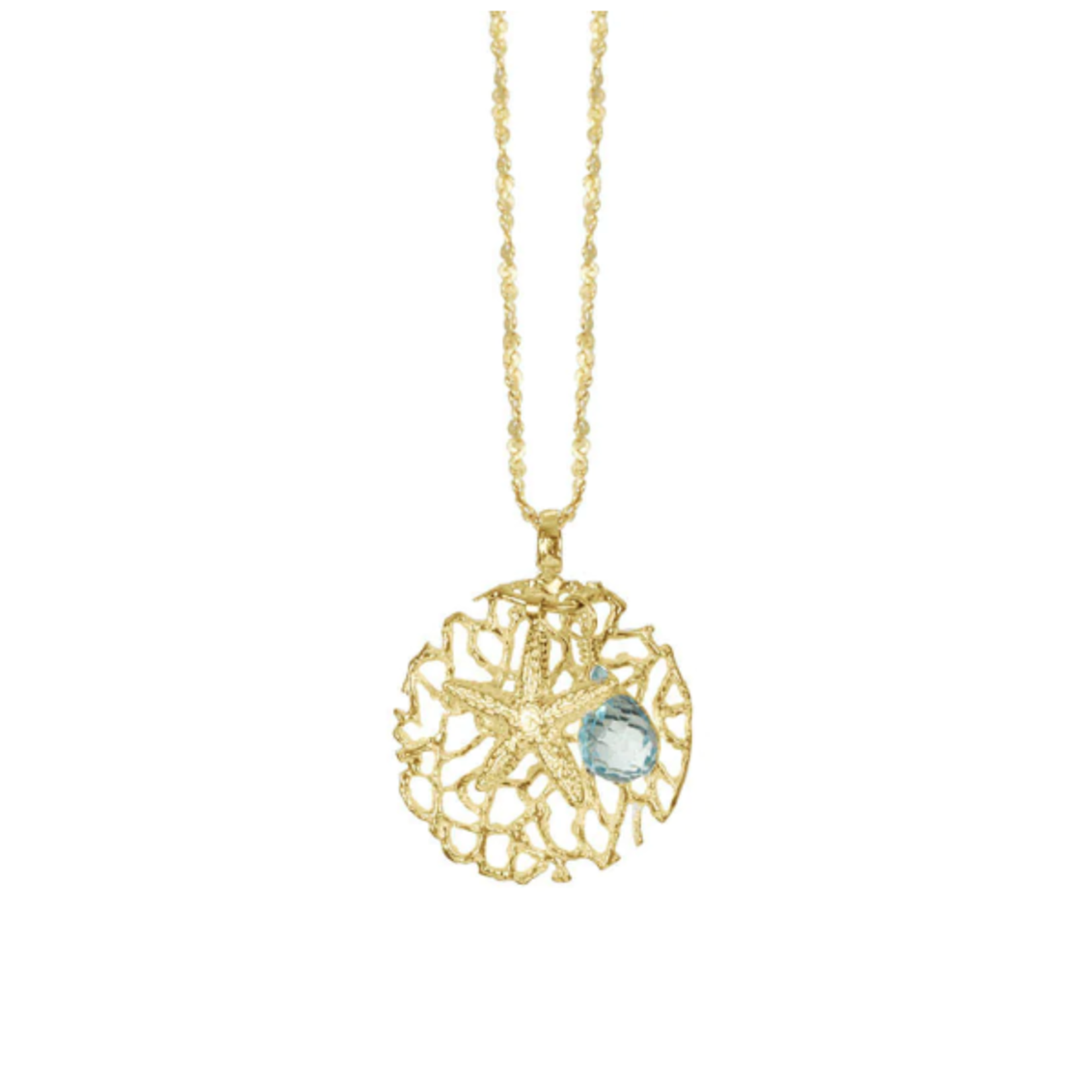 Starfish Coral Charm Necklace 18k Gold Vermeil