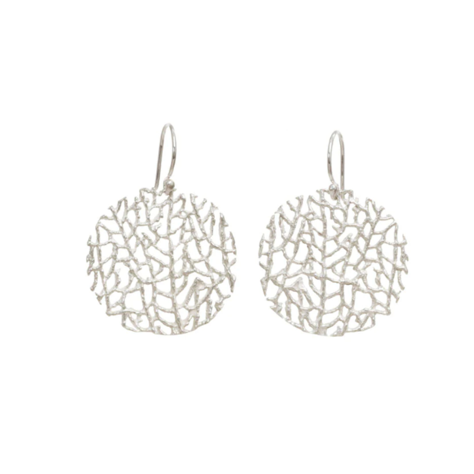 Small Coral Disc Earring Silver