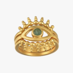 Emerald Radial Evil Eye Ring set of 3