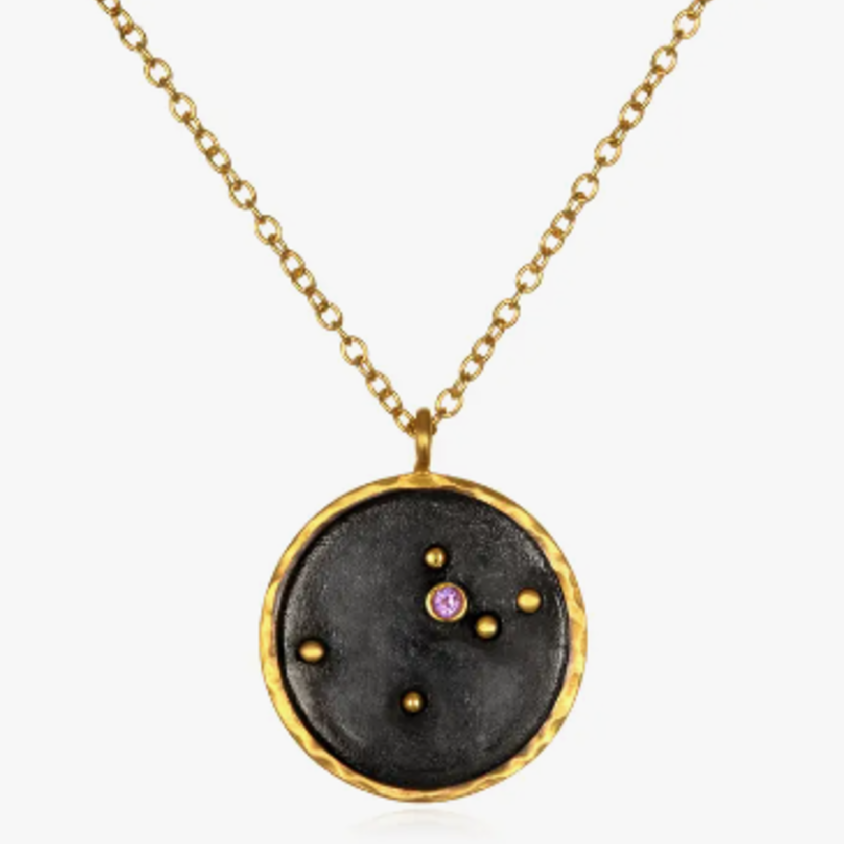 Gunmetal Zodiac Constellation Necklace 18"