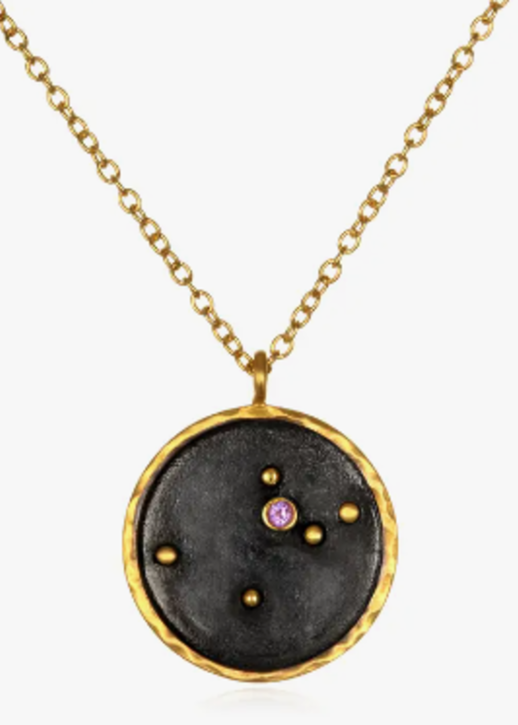 Gunmetal Zodiac Constellation Necklace 18"