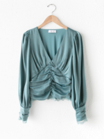 Taylor Button Front Satin Blouse