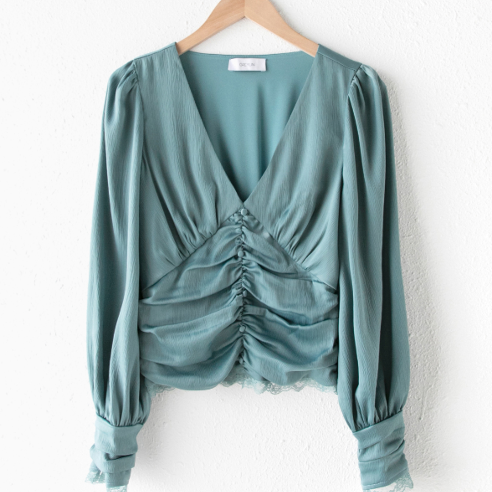 Taylor Button Front Satin Blouse