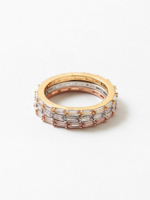 Tri Tone Ring Set w/ Clear Baguettes