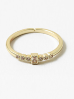 Dainty Gold Adjustable Ring Cz Detail