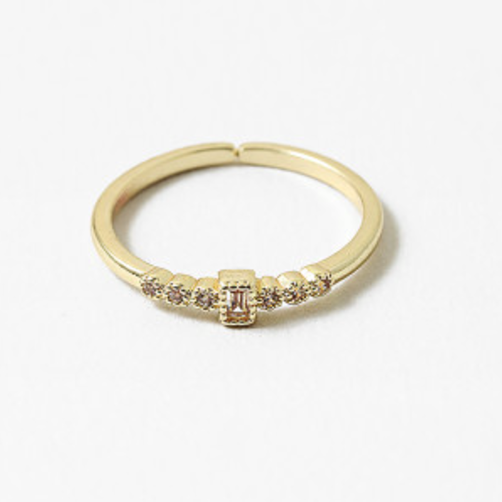 Dainty Gold Adjustable Ring Cz Detail