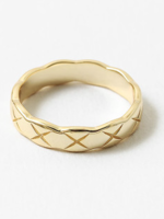 Gold Plated SS X Detail Band Ring