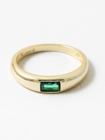 Gold Plated SS Emerald Baguette Dome Ring