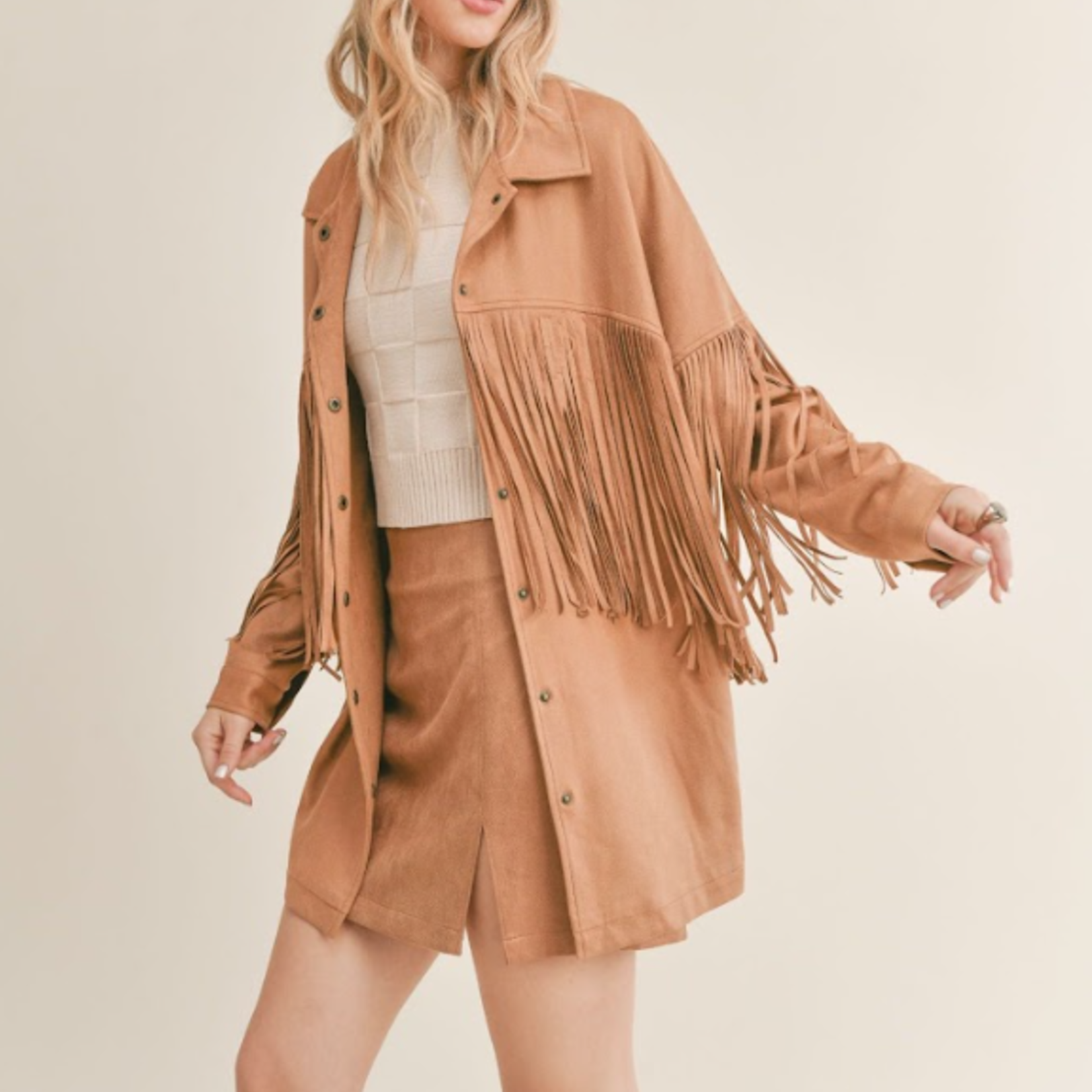 She's Magic Suede Fringe Shacket