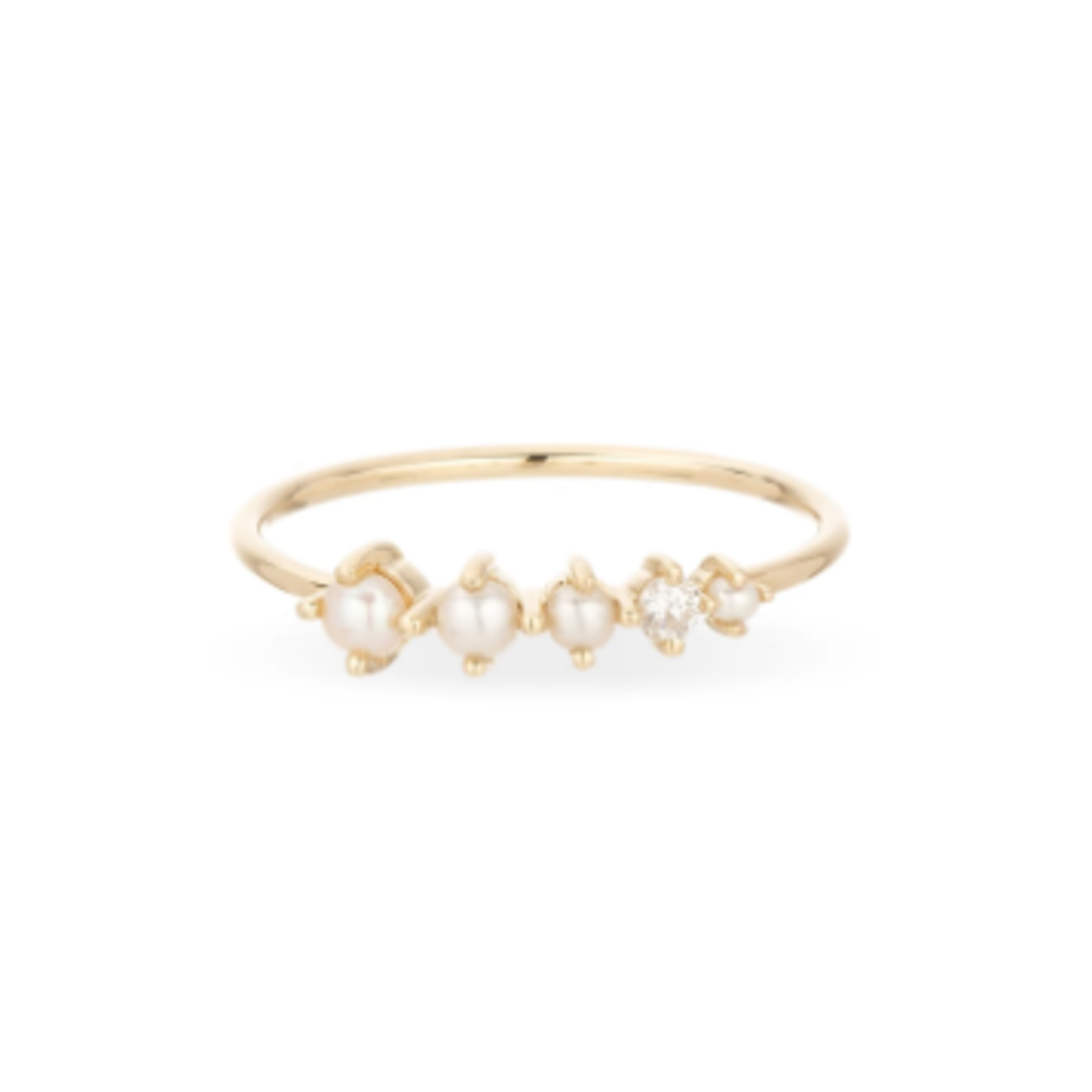 Graduated Pearl + Diamond Stacking Ring -Y14