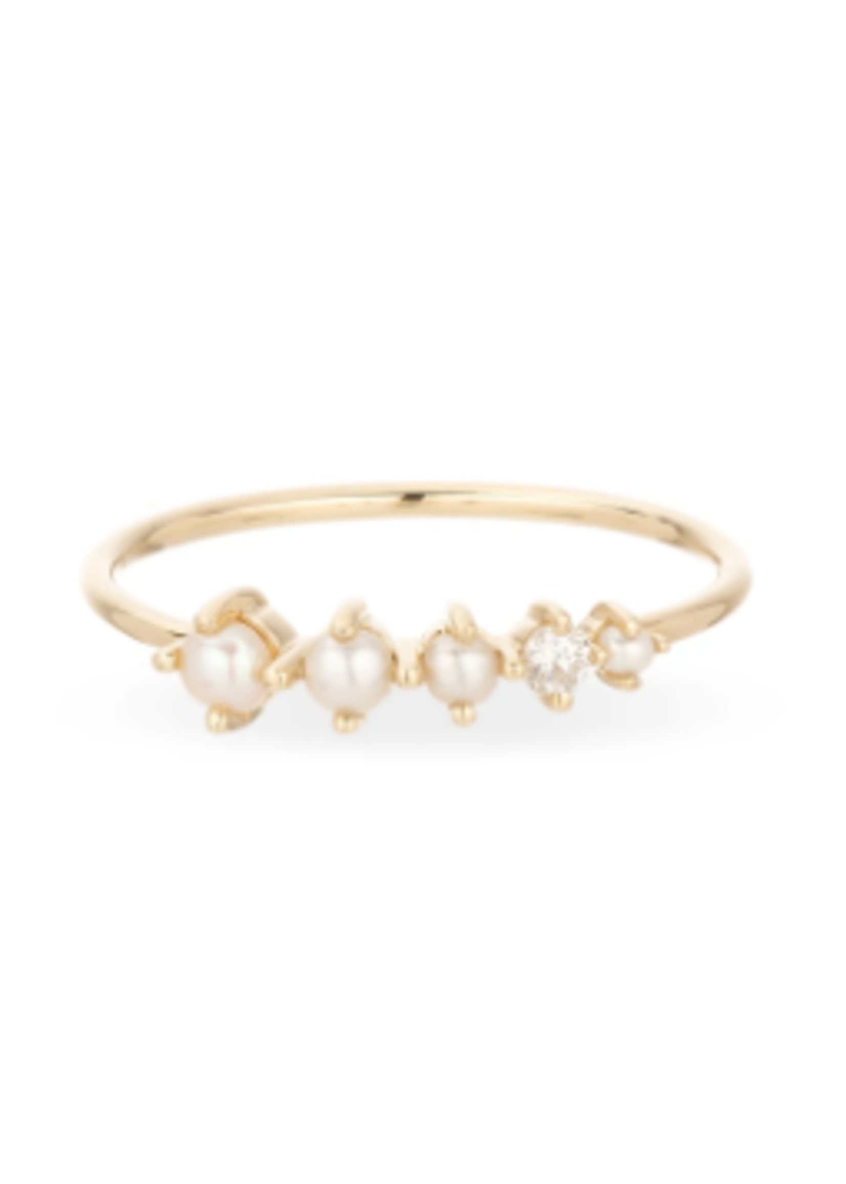 Graduated Pearl + Diamond Stacking Ring -Y14