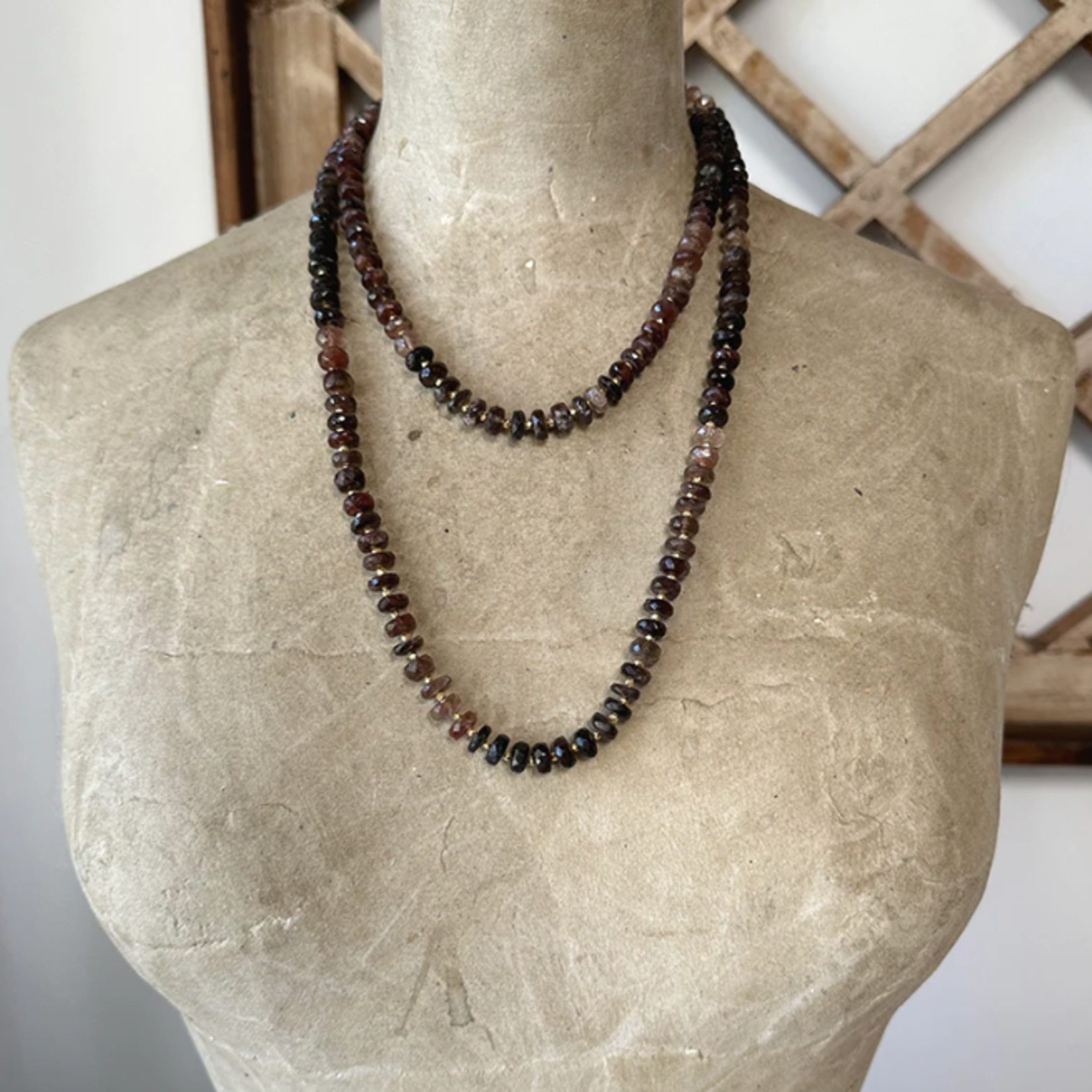 48"  Brown Moonstone Beaded Necklace