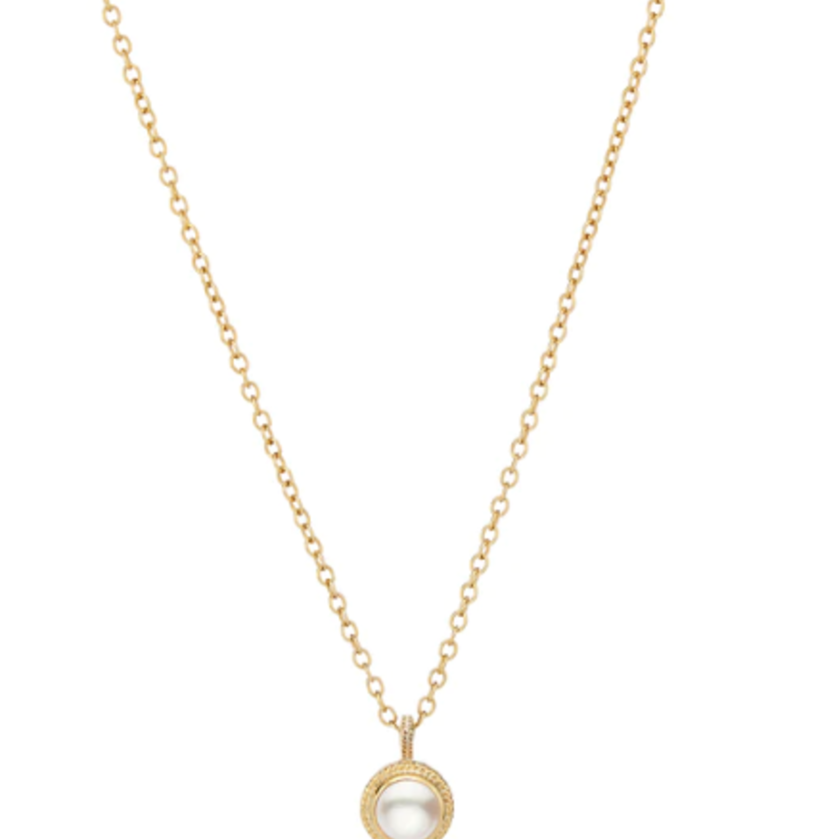 Pearl Circle Drop Necklace Gold