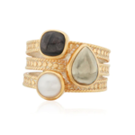 Hypersthene, Pyrite, & Pearl Faux Stacking Ring