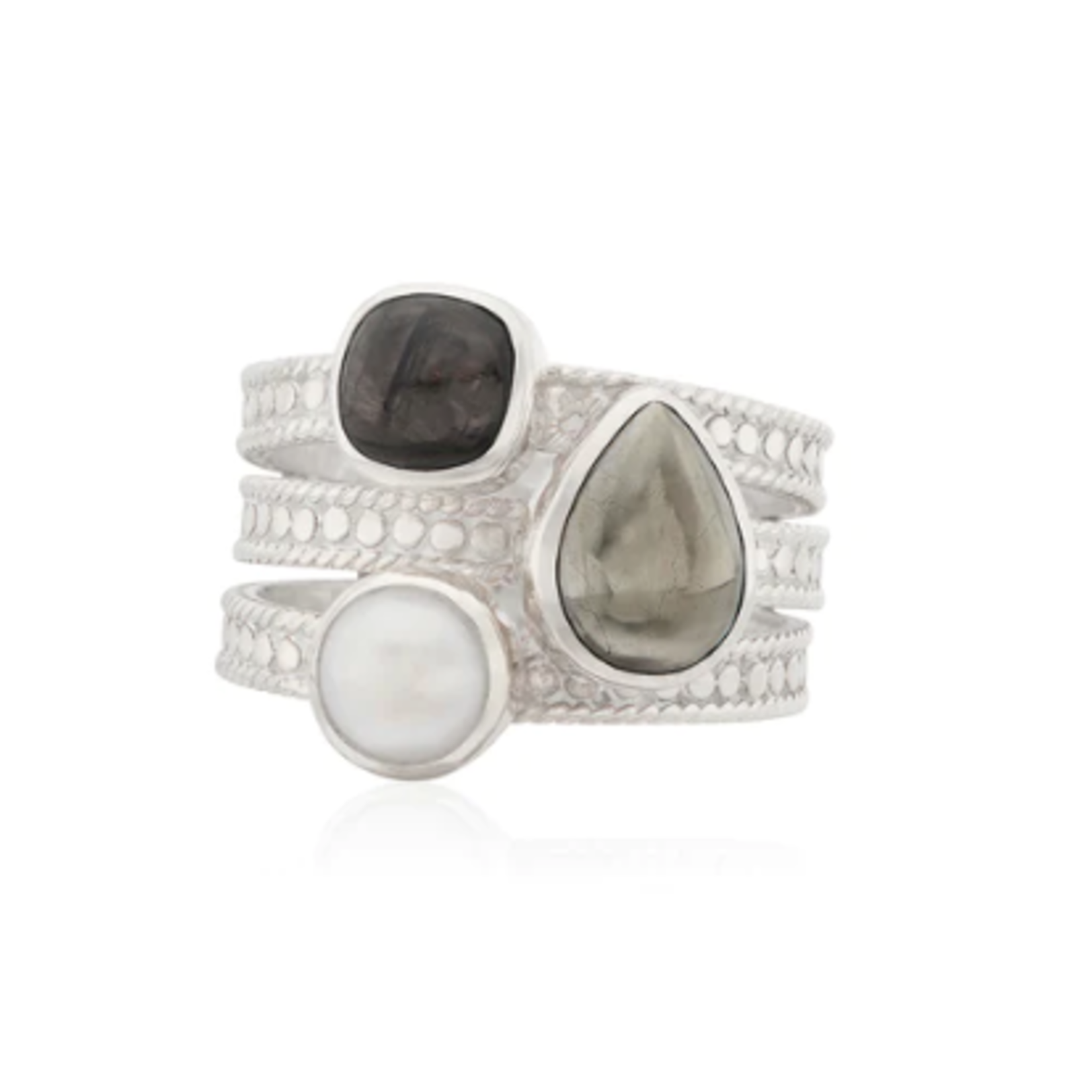Hypersthene, Pyrite, & Pearl Faux Stacking Ring