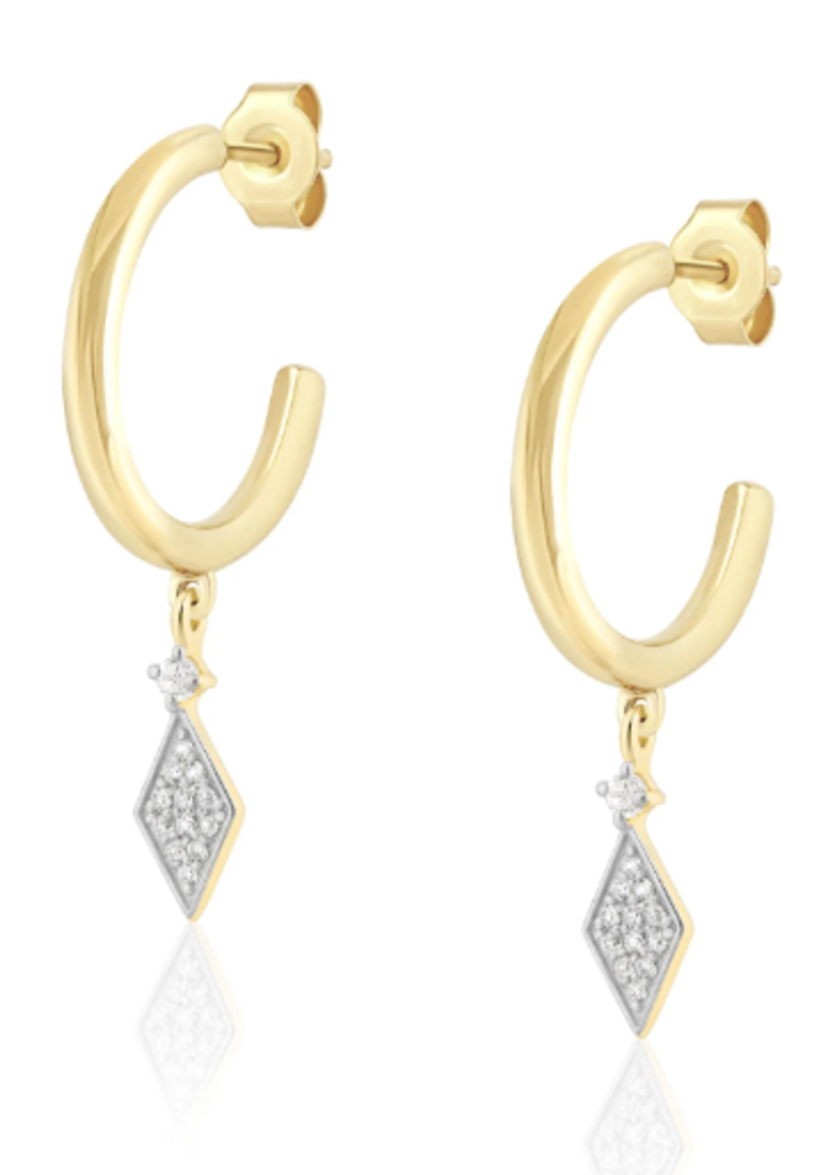 Charm Drop Huggies 14k Plate