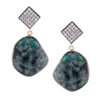Cora Statement Emerald Earrings Black Rhodium Plate