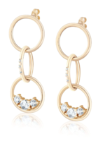 Triple Ring Posts White Zircon 14k Plate