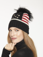 Stars & Stripes Fur Pom Pom Beanie