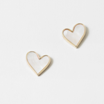 Gold Mother of Pearl Heart Studs