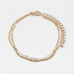 Dainty Gold Layered Chain Bracelet w/ Pearls