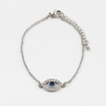 Silver & Sapphire CZ Evil Eye Bracelet