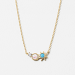 CZ, Opal, Turquoise Sun Gold Necklace