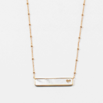 Mother of Pearl Heart Bar Necklace